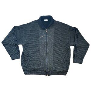 Vintage 90s Tessitore Italy Rib Knit Zip Front Sweater Jacket Alpaca Wool Blend